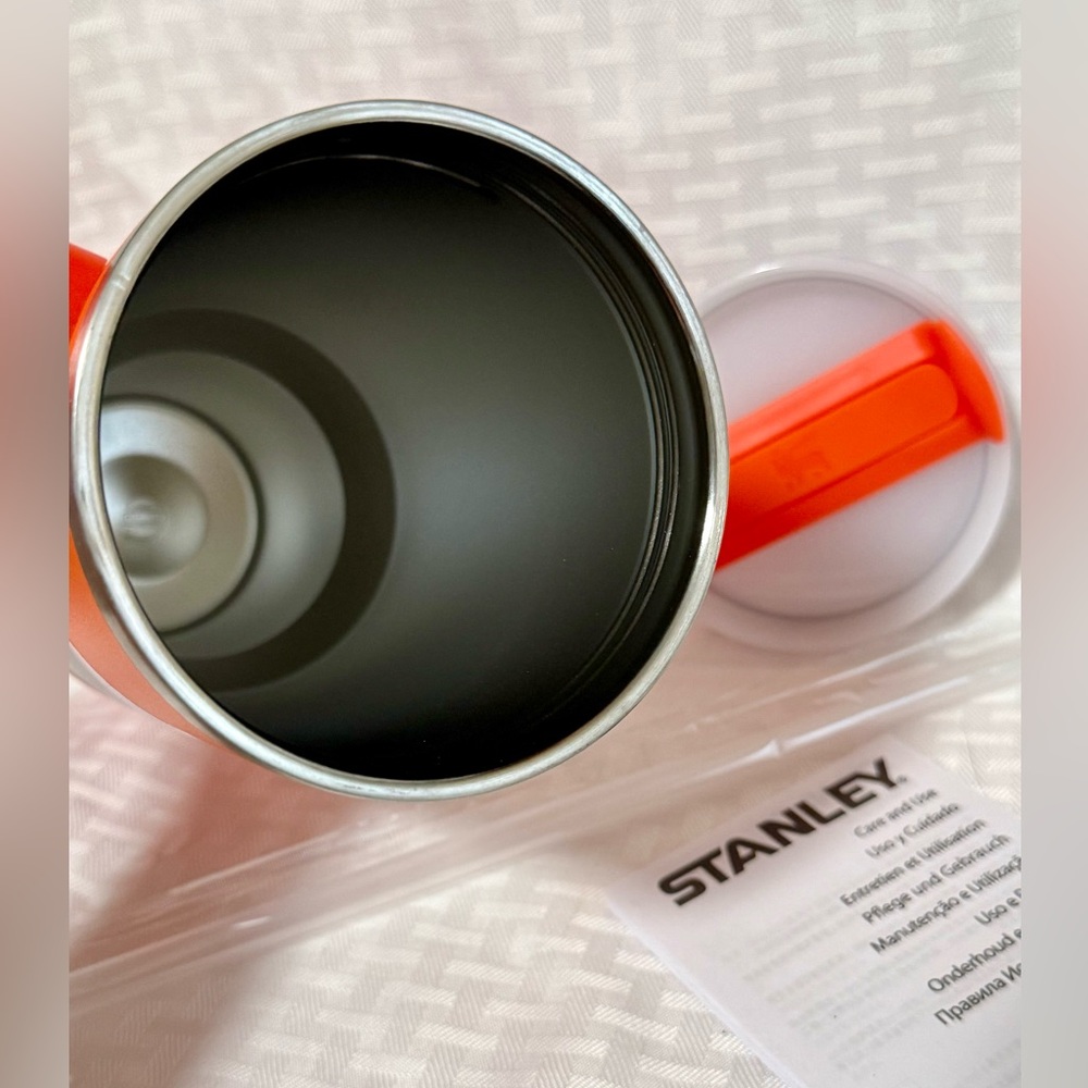 Stanley Orange Insulated Travel Mug with Handle and Straw - Picture 2 of 4